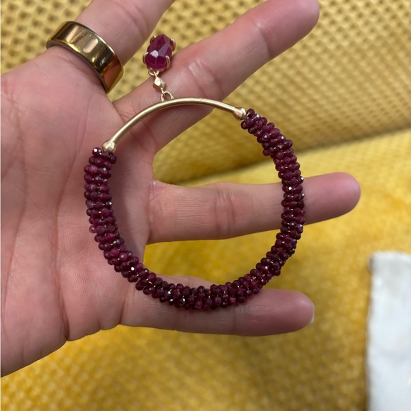 Kendra Scott Maroon Beaded Hoop Earrings - Picture 2 of 2